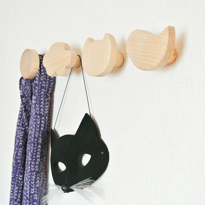set of four wooden hooks 3