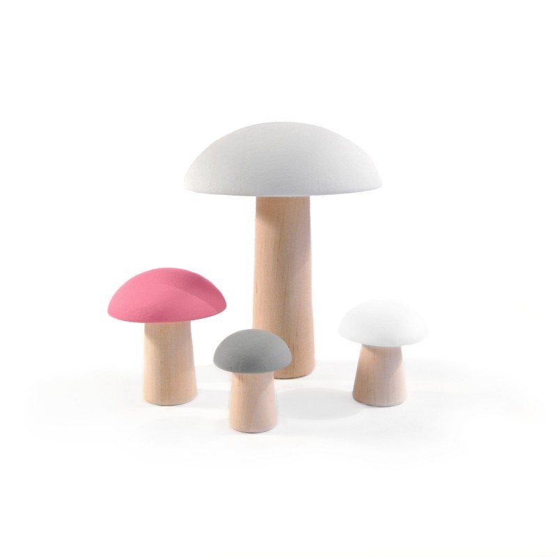 champignons à poser en bois gris rose 1