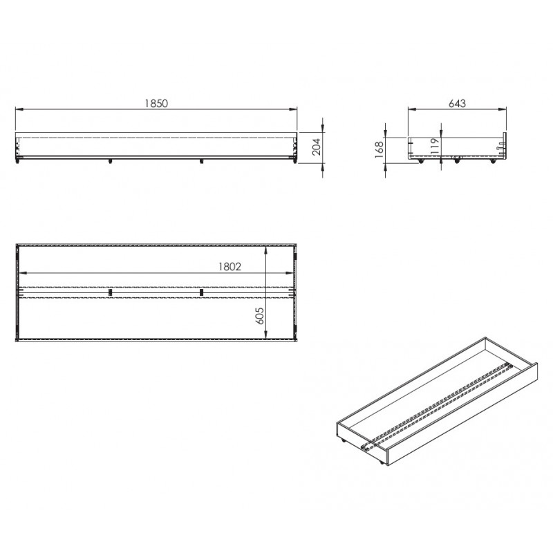 storage drawer for bed 90x200