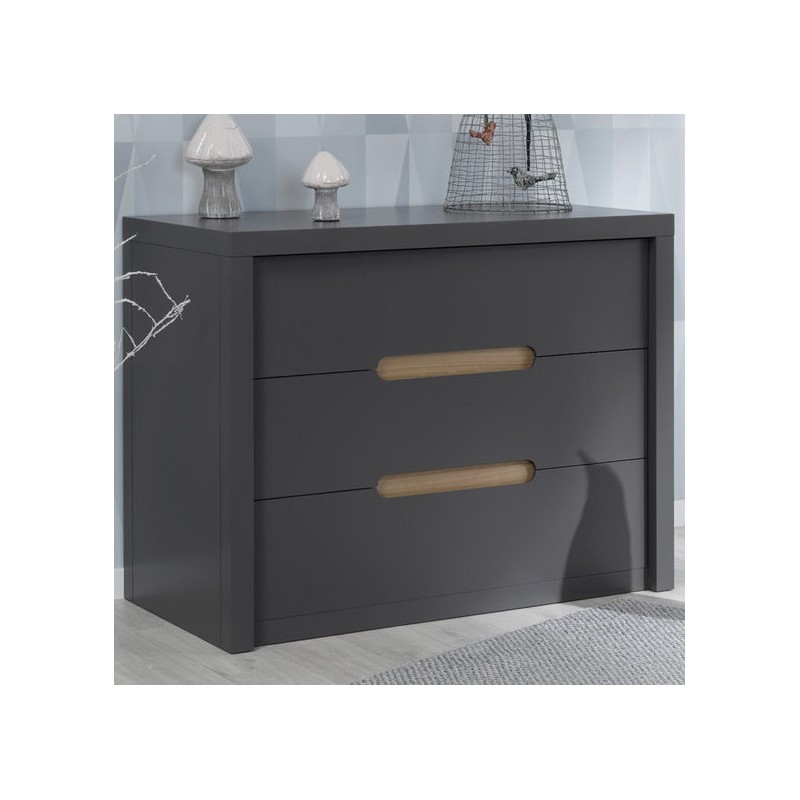 commode 3 tiroirs gris anthracite