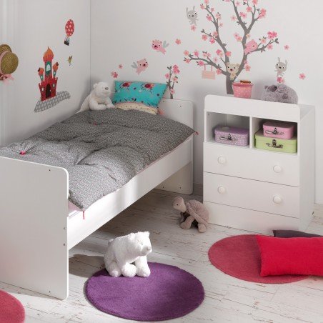 Lit Bebe Evolutif Avec Rangement Integre Jeannette Blanc
