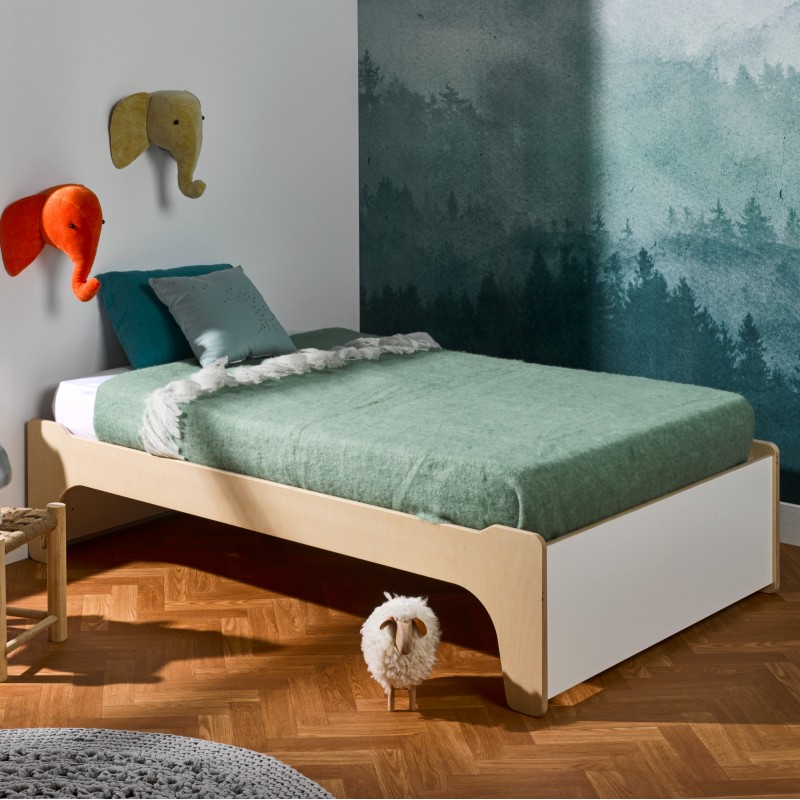 montessori evo bed + chest 90x140/190 lucien white wood