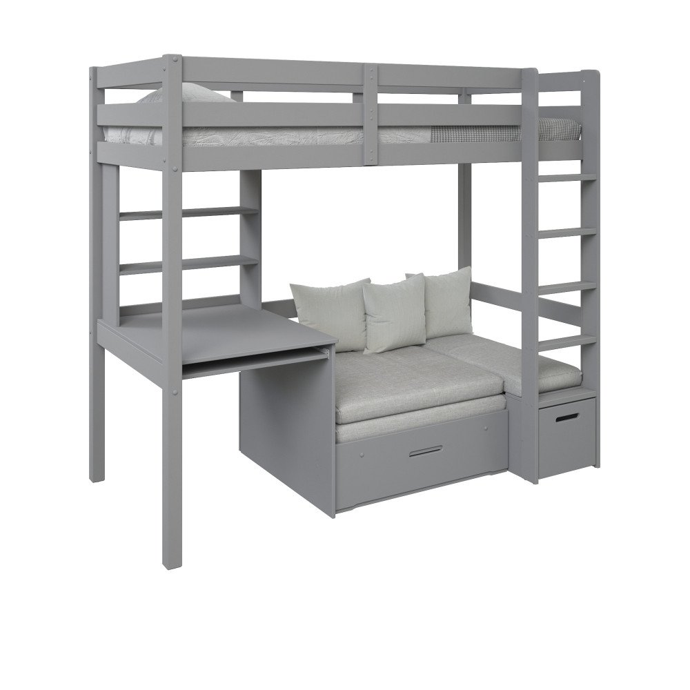 Lit Mezzanine Enfant/ado En Bois - 90x200 Cm, Hauteur Max 170 Cm, Bon état
