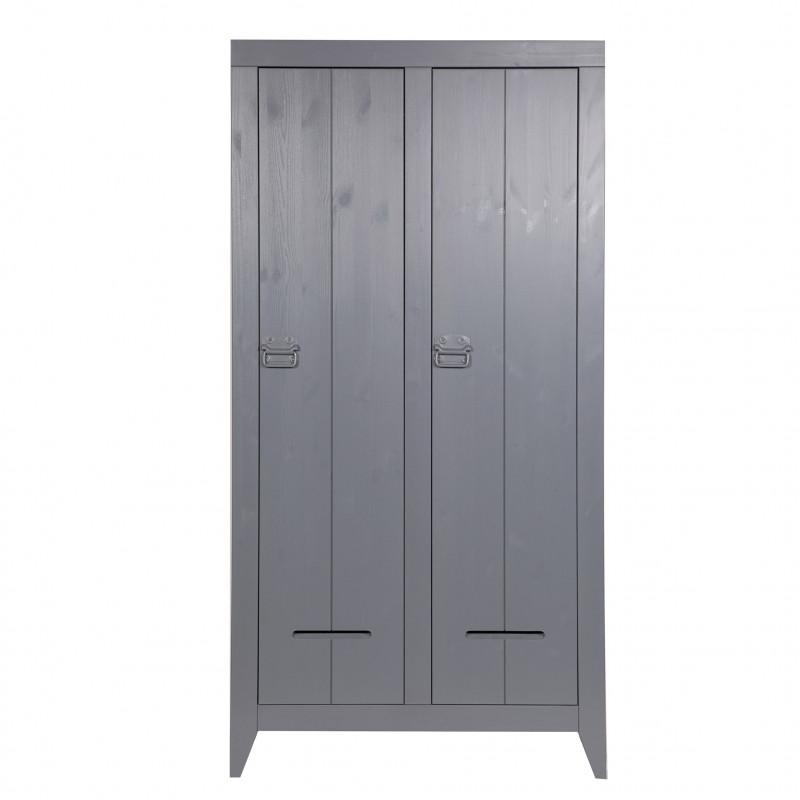 armoire 2 portes en bois gris acier