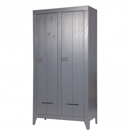 armoire 2 portes en bois gris acier