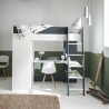 lit mezzanine avec bureau et armoire blanc/noir