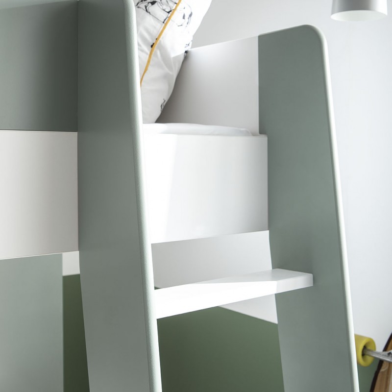 échelle lit mezzanine magnus blanc/vert
