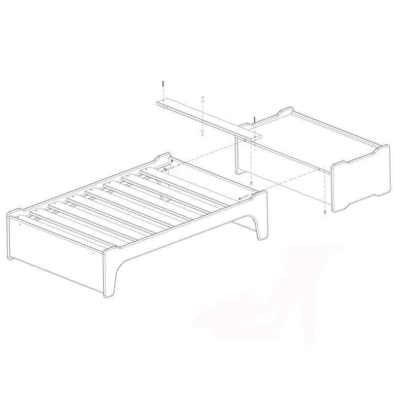 schema montessori evo bed + chest 90x140/190 lucien white wood