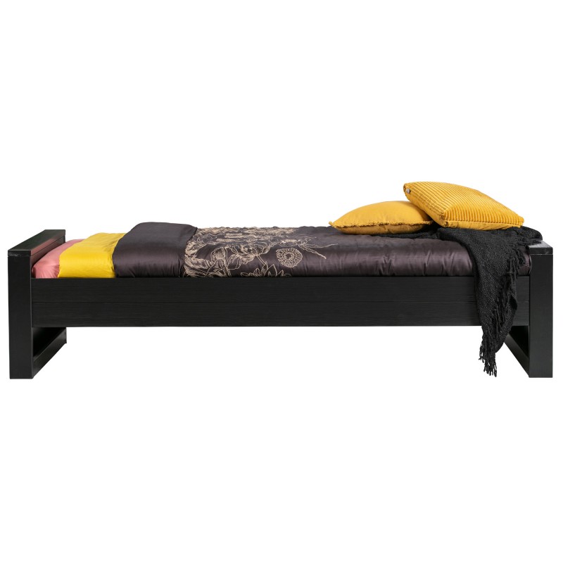 kids bed in solid wood 90x200 black