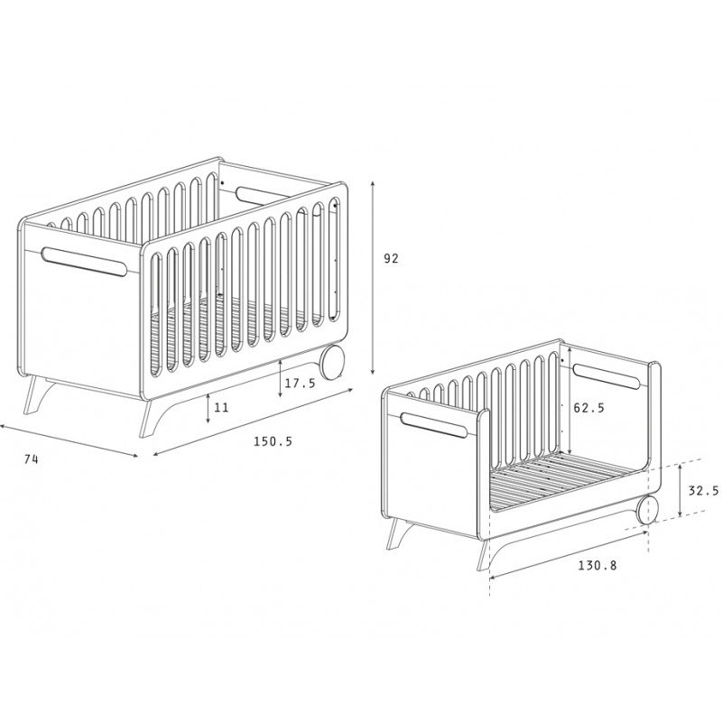 Lit Bebe Evolutif 70x140 Victoire Blanc Bouleau