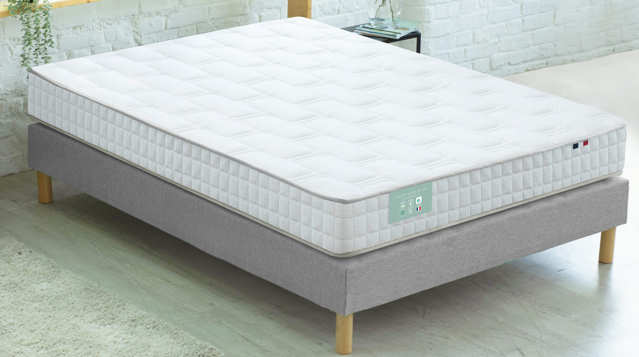 Matelas 2 places 140x200x15 haute résilience confort plus